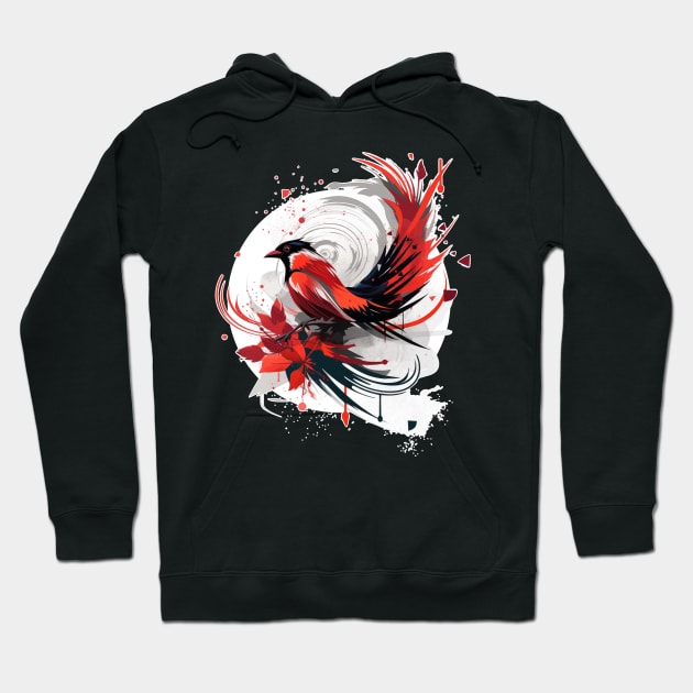 Vibrant Red Bird Hoodie by MK3